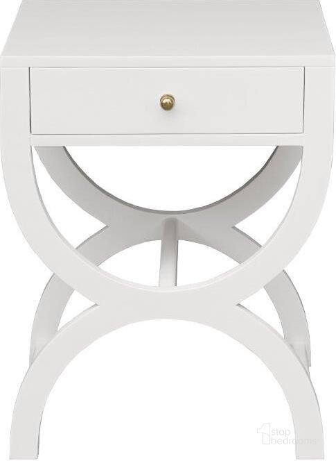 Alexis White Lacquer 1 Drawer Side Table