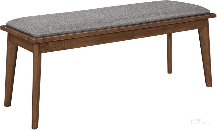 The appearance of Alfredo Natural Walnut Dining Bench designed by Coaster in the modern / contemporary interior design. This gray piece of furniture  was selected by 1StopBedrooms from Alfredo Collection to add a touch of cosiness and style into your home. Sku: 108083. Material: Fabric. Product Type: Dining Bench. Image1