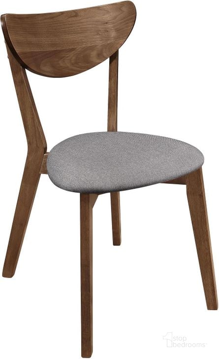 The appearance of Alfredo Natural Walnut Side Chair Set Of 2 designed by Coaster in the modern / contemporary interior design. This gray piece of furniture  was selected by 1StopBedrooms from Alfredo Collection to add a touch of cosiness and style into your home. Sku: 108082. Material: Fabric. Product Type: Side Chair. Image1