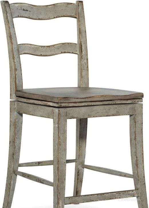 The appearance of Alfresco Oyster La Riva Ladder Back Swivel Counter Stool designed by Hooker in the transitional interior design. This gray piece of furniture  was selected by 1StopBedrooms from Alfresco Collection to add a touch of cosiness and style into your home. Sku: 6025-75350-90. Material: Wood. Product Type: Barstool.