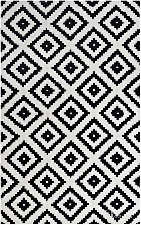 The appearance of Alika Abstract Diamond Trellis 5X8 Area Rug In Black and White designed by Modway in the modern / contemporary interior design. This black and white piece of furniture  was selected by 1StopBedrooms from Alika Collection to add a touch of cosiness and style into your home. Sku: R-1004A-58. Material: Polyester. Product Type: Area Rugs. Image1