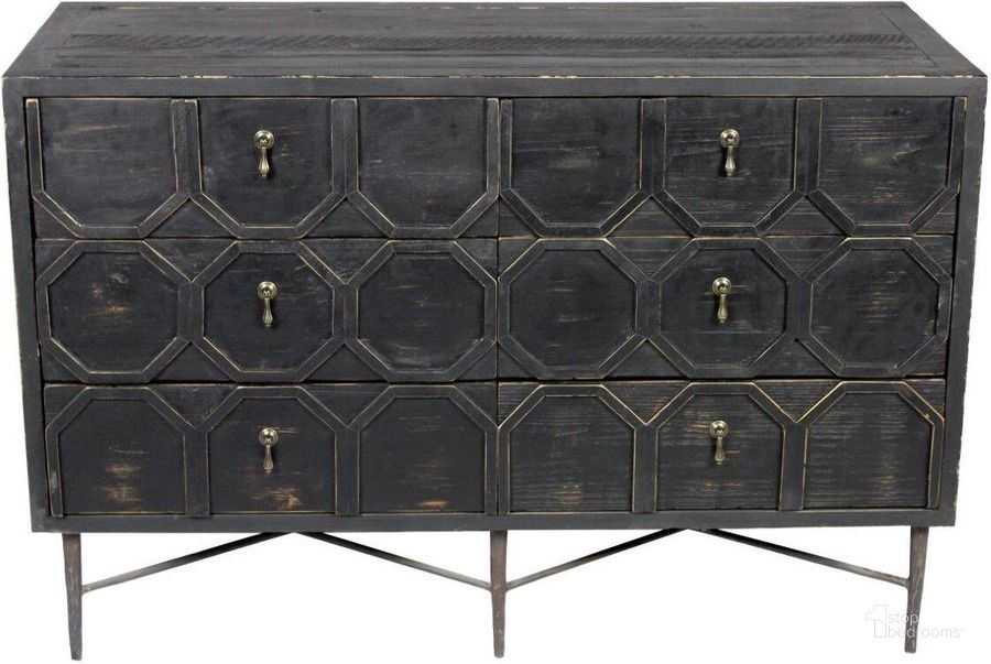 The appearance of Aliso Samara 6 Drawer Chest In Dark Brown designed by Moti in the coastal interior design. This dark brown piece of furniture  was selected by 1StopBedrooms from Aliso Collection to add a touch of cosiness and style into your home. Sku: 69009004A. Product Type: Chest. Material: Iron. Image1