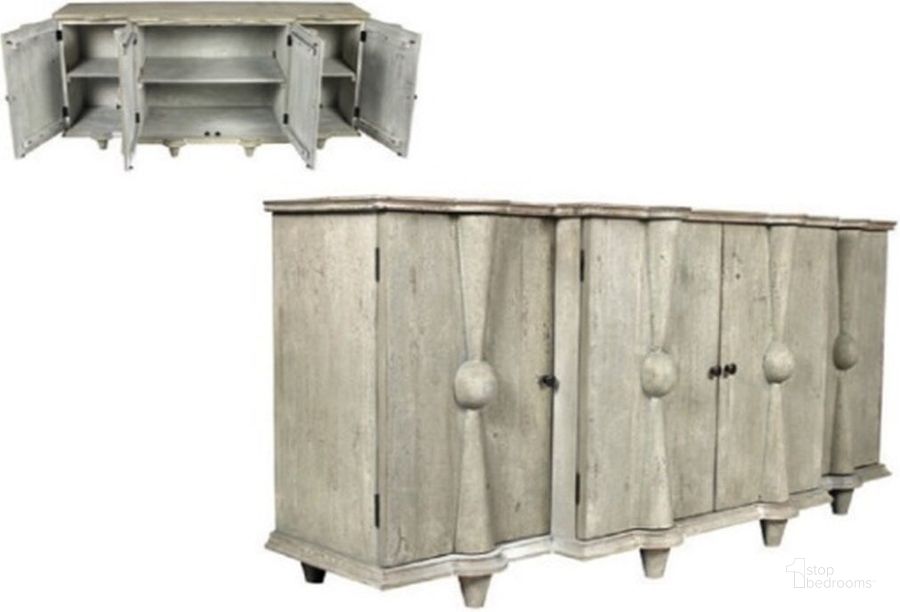 The appearance of Aliso Tate 2 Door Sideboard In Antique White designed by Moti in the rustic / southwestern interior design. This antique white piece of furniture  was selected by 1StopBedrooms from Aliso Collection to add a touch of cosiness and style into your home. Sku: 69009009. Product Type: Sideboard. Material: Pine.