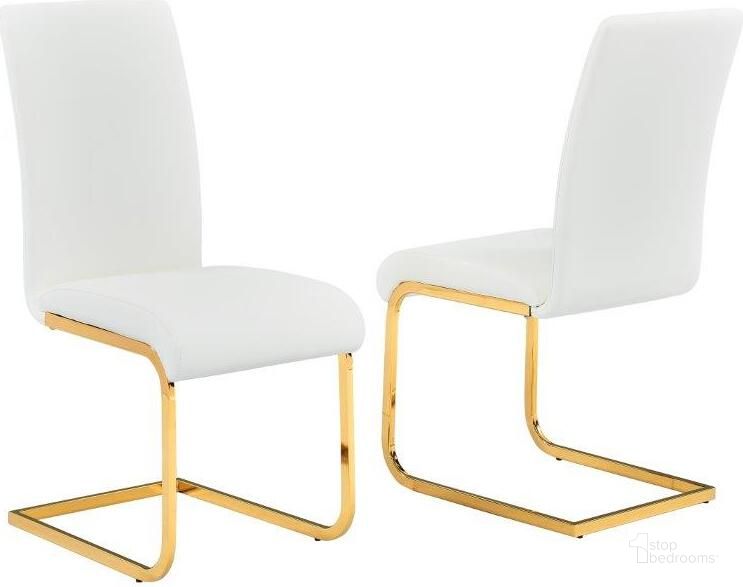 The appearance of Alison Faux Leather Chrome Dining Side Chair Set of 2 In White And Gold designed by Best Master Furniture in the modern / contemporary interior design. This white/gold piece of furniture  was selected by 1StopBedrooms from Alison Collection to add a touch of cosiness and style into your home. Sku: T01WGC. Material: Faux Leather. Product Type: Side Chair. Image1