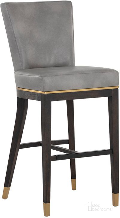 The appearance of Alister Barstool - Bravo Metal/Polo Club Stone designed by Sunpan in the modern / contemporary interior design. This gray piece of furniture  was selected by 1StopBedrooms from Alister Collection to add a touch of cosiness and style into your home. Sku: 107443. Material: Faux Leather. Product Type: Barstool. Image1