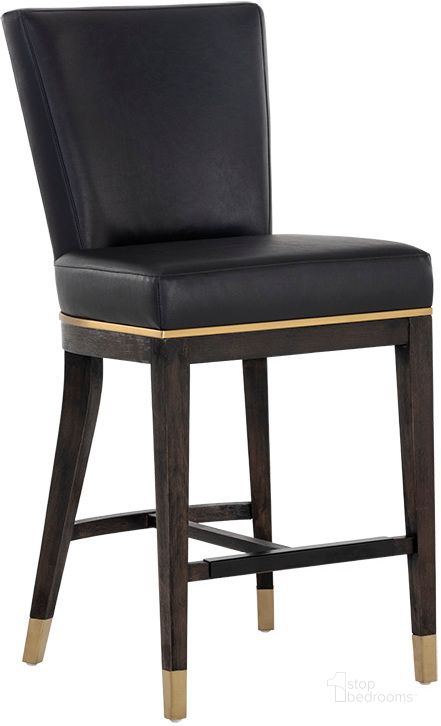 The appearance of Alister Counter Stool - Bravo Black/Abbington Black designed by Sunpan in the modern / contemporary interior design. This black piece of furniture  was selected by 1StopBedrooms from Alister Collection to add a touch of cosiness and style into your home. Sku: 107444. Material: Faux Leather. Product Type: Barstool. Image1