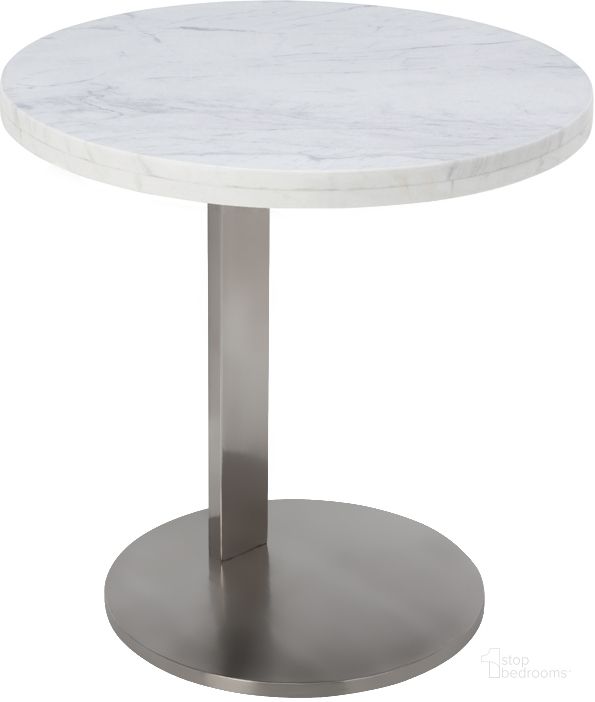 The appearance of Alize White Stone Side Table designed by Nuevo in the modern / contemporary interior design. This white piece of furniture  was selected by 1StopBedrooms from Alize Collection to add a touch of cosiness and style into your home. Sku: HGTA674. Product Type: Side Table. Material: Stone. Image1