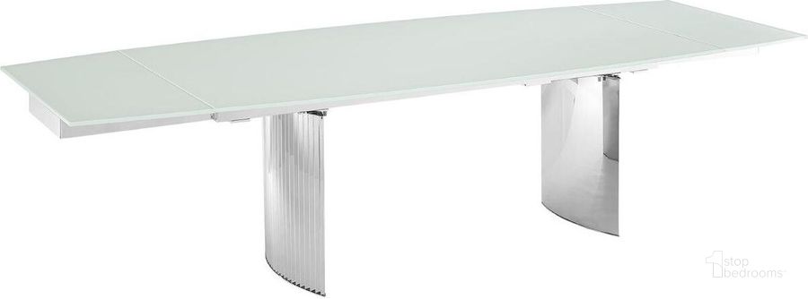 The appearance of Allegra Manual Dining Table With Stainless Steel Base and White Top designed by Casabianca Home in the modern / contemporary interior design. This antique white piece of furniture  was selected by 1StopBedrooms from Allegra Collection to add a touch of cosiness and style into your home. Sku: TC-MAN06WHT. Table Base Style: Double Pedestal. Product Type: Dining Table. Table Top Shape: Rectangular. Material: Stainless Steel. Image1