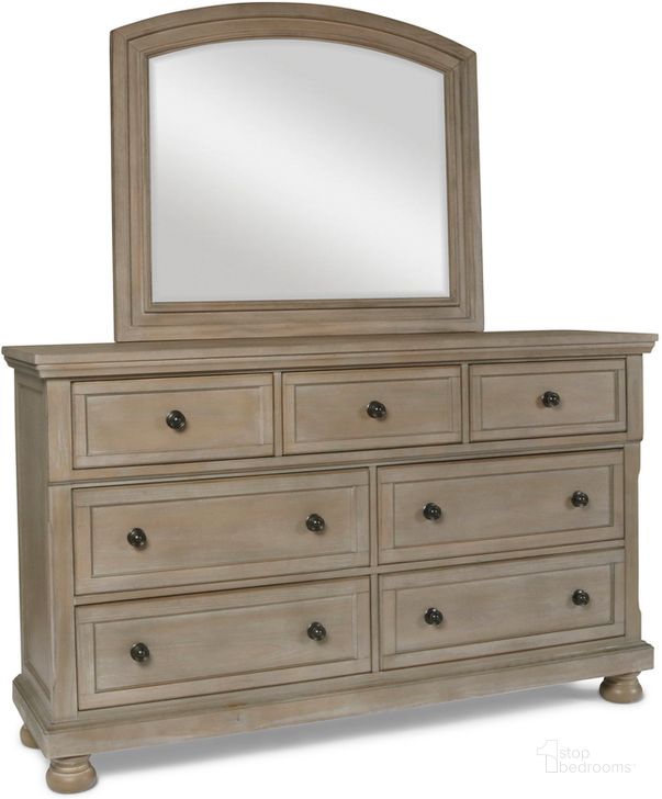 The appearance of Allegra Pewter Mirror designed by New Classic in the transitional interior design. This brown piece of furniture  was selected by 1StopBedrooms from Allegra Collection to add a touch of cosiness and style into your home. Sku: B2159-060. Material: Wood. Product Type: Dresser Mirror. Image1