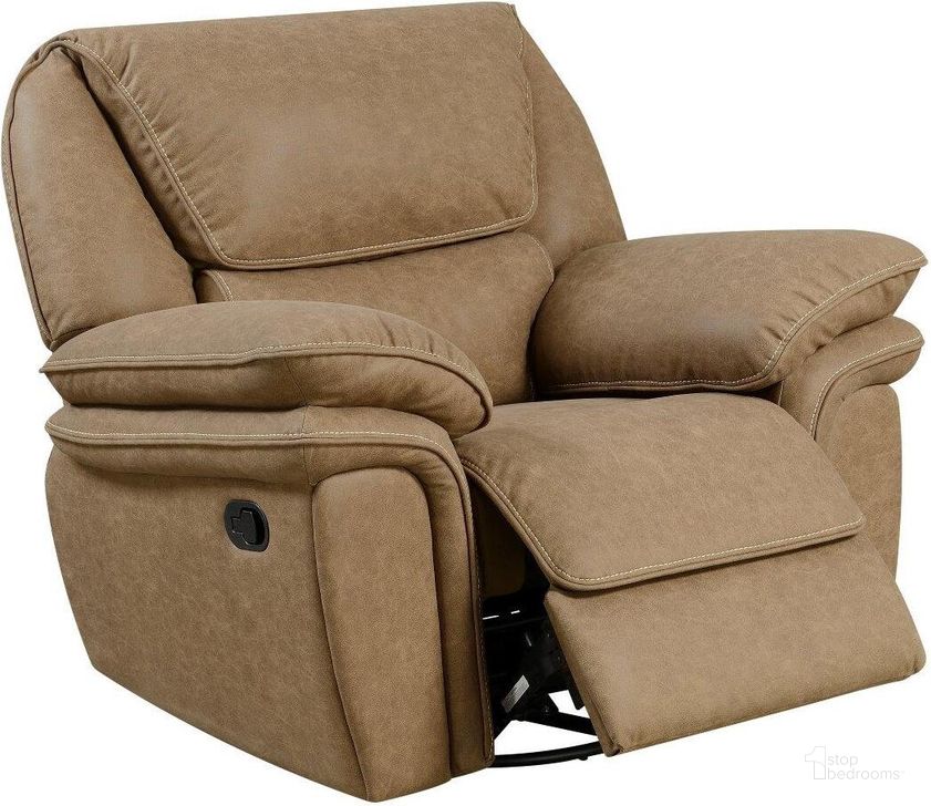 The appearance of Allyn Swivel Gliding Recliner In Desert Sand designed by Emerald Home Furnishings in the modern / contemporary interior design. This desert sand piece of furniture  was selected by 1StopBedrooms from Allyn Collection to add a touch of cosiness and style into your home. Sku: U7127-04-15. Material: Wood. Product Type: Recliner. Image1