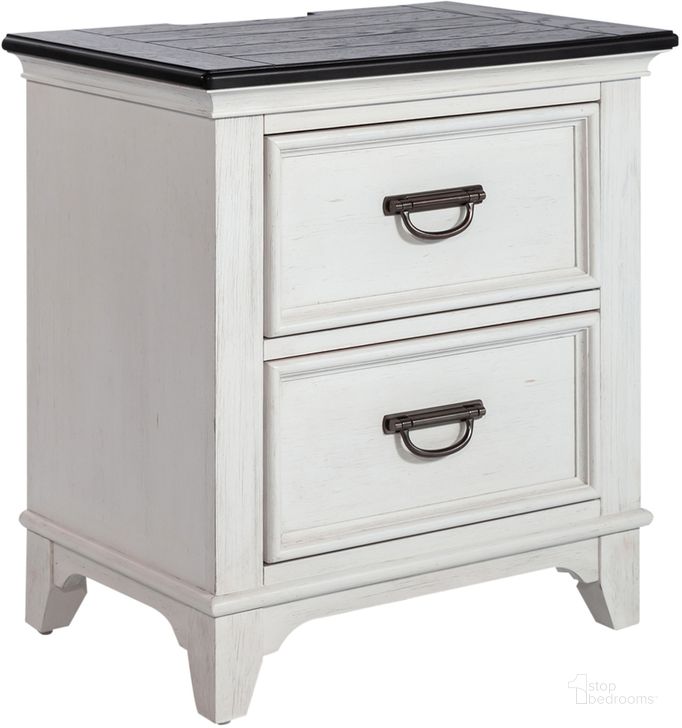 The appearance of Allyson Park 2 Drawer Night Stand With Charging Station designed by Liberty in the country / farmhouse interior design. This white piece of furniture  was selected by 1StopBedrooms from Allyson Park Collection to add a touch of cosiness and style into your home. Sku: 417-BR60. Product Type: Nightstand. Material: Poplar. Image1