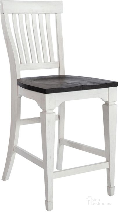 The appearance of Allyson Park Counter Height Slat Back Chair Set Of 2 designed by Liberty in the country / farmhouse interior design. This white piece of furniture  was selected by 1StopBedrooms from Allyson Park Collection to add a touch of cosiness and style into your home. Sku: 417-C150024. Product Type: Counter Height Chair. Material: Poplar. Image1
