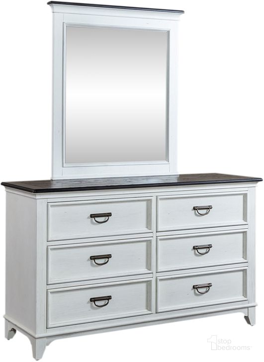 The appearance of Allyson Park Dresser And Mirror In White 417-YBR-DM designed by Liberty in the country / farmhouse interior design. This white piece of furniture  was selected by 1StopBedrooms from Allyson Park Collection to add a touch of cosiness and style into your home. Sku: 417-BR30;417-BR50. Product Type: Dresser and Mirror. Material: Poplar. Image1