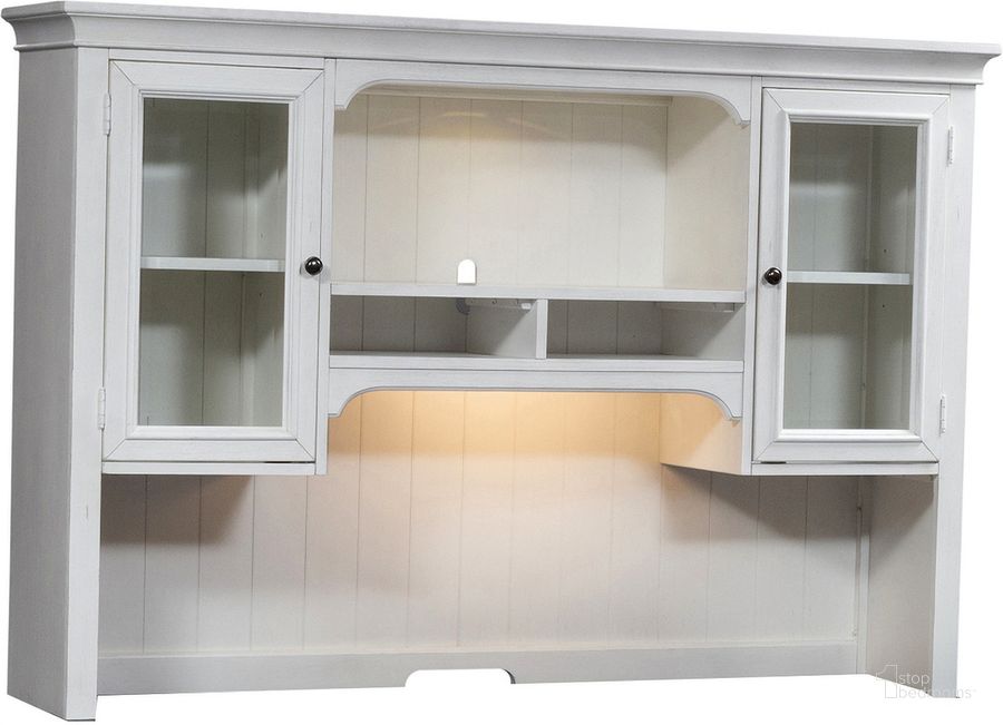 The appearance of Allyson Park Jr. Executive Credenza Hutch In White designed by Liberty in the country / farmhouse interior design. This white piece of furniture  was selected by 1StopBedrooms from Allyson Park Collection to add a touch of cosiness and style into your home. Sku: 417-HO132. Product Type: Credenza. Material: Solid Pine. Image1
