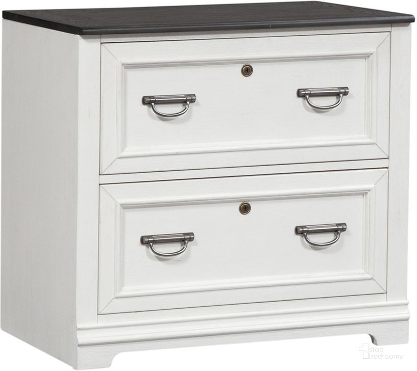 The appearance of Allyson Park Wirebrushed White Bunching Lateral File Cabinet designed by Liberty in the country / farmhouse interior design. This white piece of furniture  was selected by 1StopBedrooms from Allyson Park Collection to add a touch of cosiness and style into your home. Sku: 417-HO147. Product Type: Filing Cabinets and Storage. Material: Pine. Image1