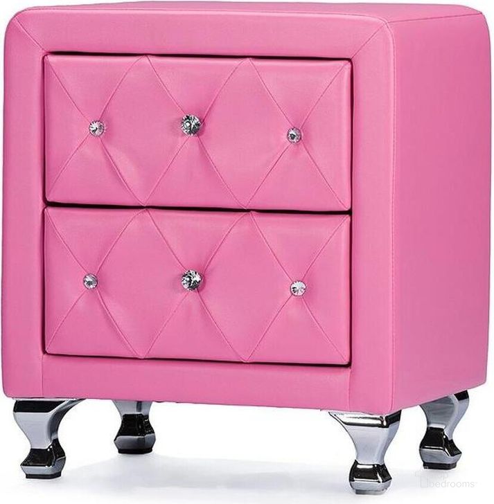 The appearance of Almorah Road Pink Nightstand designed by Luxe Linea in the modern / contemporary interior design. This pink piece of furniture  was selected by 1StopBedrooms from Almorah Road Collection to add a touch of cosiness and style into your home. Sku: BBT3084-Pink-NS. Product Type: Nightstand. Material: MDF. Image1
