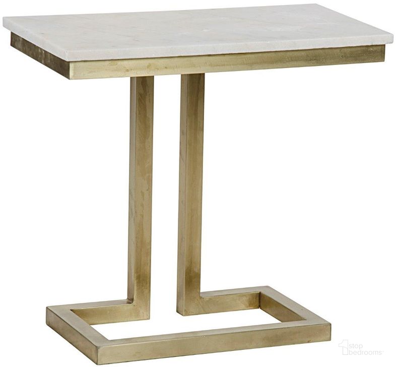 The appearance of Alonzo Side Table GTAB359MB designed by Noir in the transitional interior design. This antique brass piece of furniture  was selected by 1StopBedrooms from Alonzo Collection to add a touch of cosiness and style into your home. Sku: GTAB359MB. Material: Marble. Product Type: Side Table. Image1