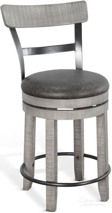 The appearance of Alpine 24 Inch Swivel Barstool Set of 2 With Cushion Seat In Grey designed by Sunny Design in the industrial interior design. This grey piece of furniture  was selected by 1StopBedrooms from Alpine Collection to add a touch of cosiness and style into your home. Sku: 1624AG-B24. Material: Wood. Product Type: Barstool.