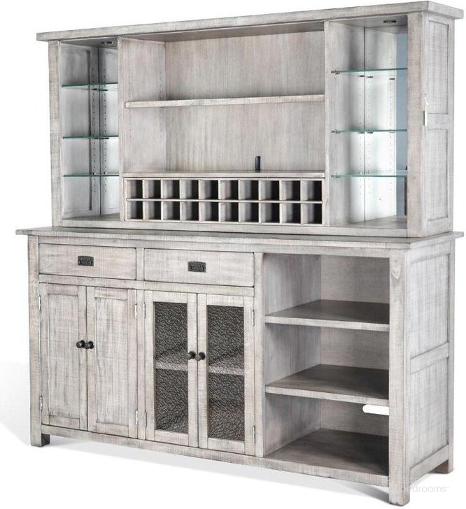 The appearance of Alpine Buffet And Hutch In Grey designed by Sunny Design in the transitional interior design. This grey piece of furniture  was selected by 1StopBedrooms from Alpine Collection to add a touch of cosiness and style into your home. Sku: 1969AG-B;1969AG-H. Material: Wood. Product Type: Buffet and Hutch. Image1