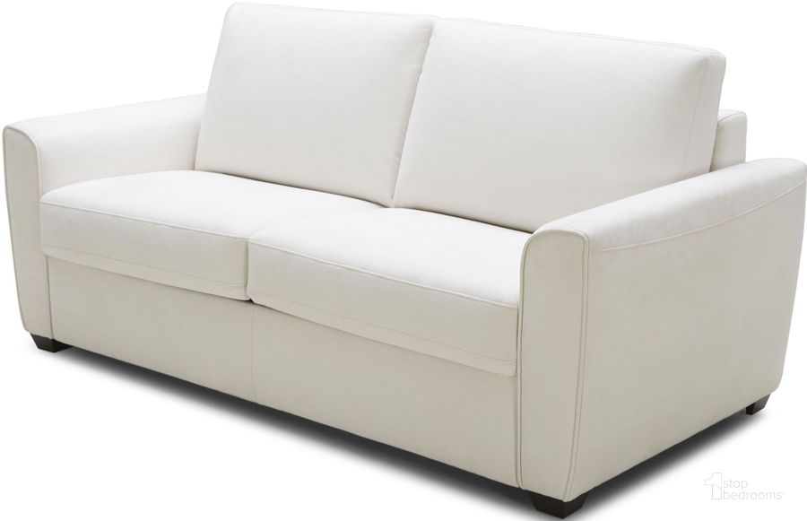 The appearance of Alpine White Sofa Bed designed by J&M in the modern / contemporary interior design. This white piece of furniture  was selected by 1StopBedrooms from Alpine Collection to add a touch of cosiness and style into your home. Sku: 18236. Material: Microfiber. Product Type: Sofa. Image1