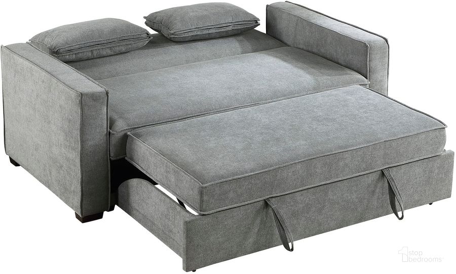 The appearance of Alta Convertible Studio Sofa with Pull-Out Bed In Gray designed by Homelegance in the modern / contemporary interior design. This gray piece of furniture  was selected by 1StopBedrooms from Alta Collection to add a touch of cosiness and style into your home. Sku: 9238GY-3CL. Product Type: Sofa Sleeper. Material: Textured. Image1