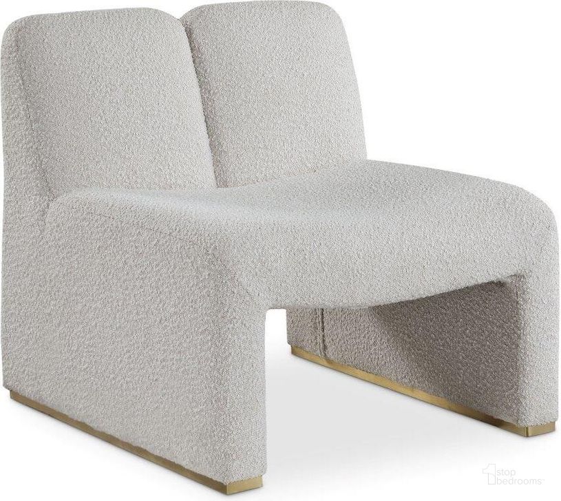 The appearance of Alta Cream Boucle Fabric Accent Chair designed by Meridian in the modern / contemporary interior design. This cream piece of furniture  was selected by 1StopBedrooms from Alta Collection to add a touch of cosiness and style into your home. Sku: 498Cream. Material: Wood. Product Type: Accent Chair. Image1