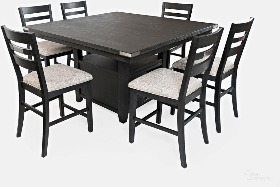 The appearance of Altamonte Square Counter Height Dining Room Set (Charcoal) designed by Jofran in the modern / contemporary interior design. This dark charcoal piece of furniture  was selected by 1StopBedrooms from Altamonte Collection to add a touch of cosiness and style into your home. Sku: 1851-60;1851-BS420KD. Table Top Shape: Square. Material: Wood. Product Type: Dining Room Set. Image1