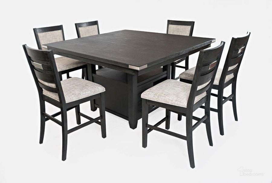 The appearance of Altamonte Square Counter Height Dining Set with Upholstered Stools (Charcoal) designed by Jofran in the modern / contemporary interior design. This dark charcoal piece of furniture  was selected by 1StopBedrooms from Altamonte Collection to add a touch of cosiness and style into your home. Sku: 1851-60;1851-BS520KD. Table Top Shape: Square. Material: Wood. Product Type: Dining Room Set. Image1