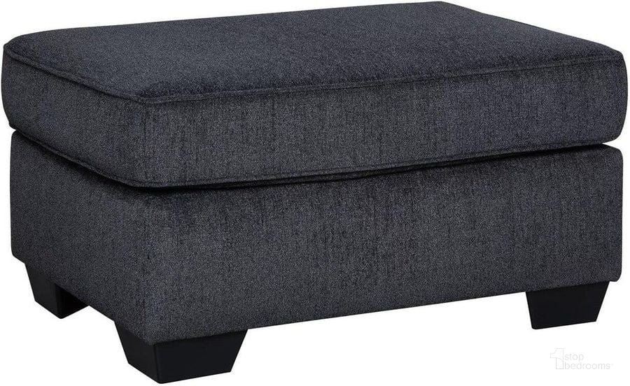 The appearance of Altari Ottoman In Slate designed by Signature Design by Ashley in the modern / contemporary interior design. This slate piece of furniture  was selected by 1StopBedrooms from Altari Collection to add a touch of cosiness and style into your home. Sku: 8721314. Material: Fabric. Product Type: Ottoman. Image1