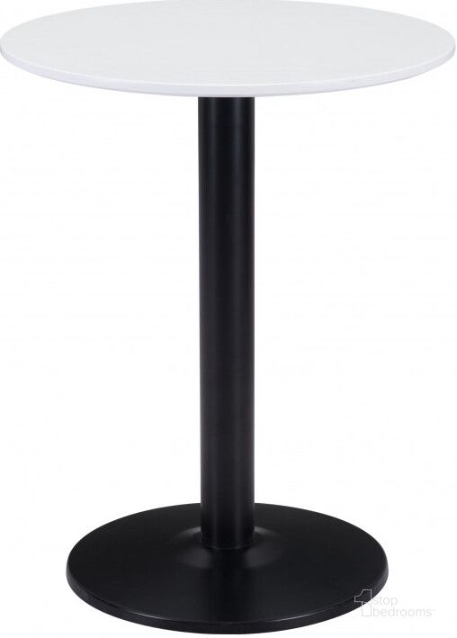 The appearance of Alto White and Black Bistro Table designed by Zuo Modern in the modern / contemporary interior design. This white and black piece of furniture  was selected by 1StopBedrooms from Alto Collection to add a touch of cosiness and style into your home. Sku: 101569. Product Type: Bistro Table. Material: Stainless Steel. Image1