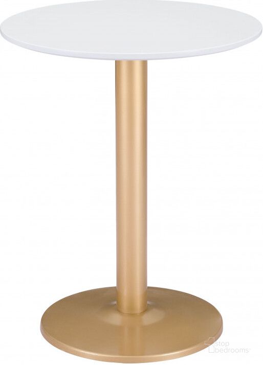 The appearance of Alto White and Gold Bistro Table 101570 designed by Zuo Modern in the modern / contemporary interior design. This white and gold piece of furniture  was selected by 1StopBedrooms from Alto Collection to add a touch of cosiness and style into your home. Sku: 101570. Product Type: Bistro Table. Material: Stainless Steel. Image1