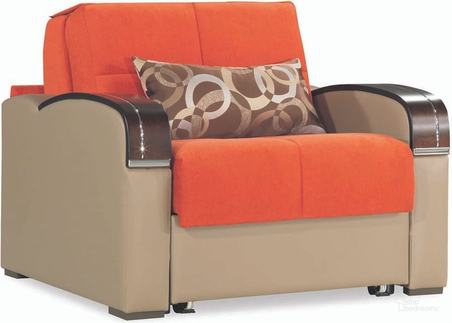 The appearance of Altona Orange Chair designed by Atelier Home in the modern / contemporary interior design. This orange piece of furniture  was selected by 1StopBedrooms from Altona Collection to add a touch of cosiness and style into your home. Sku: SLP-C-OR. Product Type: Living Room Chair. Material: Chenille.
