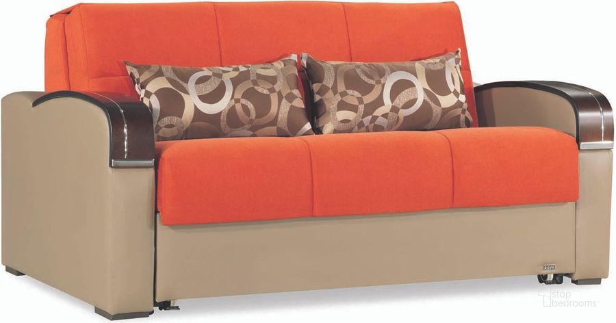 The appearance of Altona Orange Loveseat designed by Atelier Home in the modern / contemporary interior design. This orange piece of furniture  was selected by 1StopBedrooms from Altona Collection to add a touch of cosiness and style into your home. Sku: SLP-LS-OR. Product Type: Loveseat. Material: Chenille.
