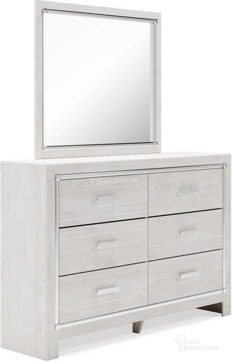 The appearance of Altyra Dresser and Mirror In White designed by Signature Design by Ashley in the modern / contemporary interior design. This white piece of furniture  was selected by 1StopBedrooms from Altyra Collection to add a touch of cosiness and style into your home. Sku: B2640-31;B2640-36. Material: Wood. Product Type: Dresser and Mirror. Image1