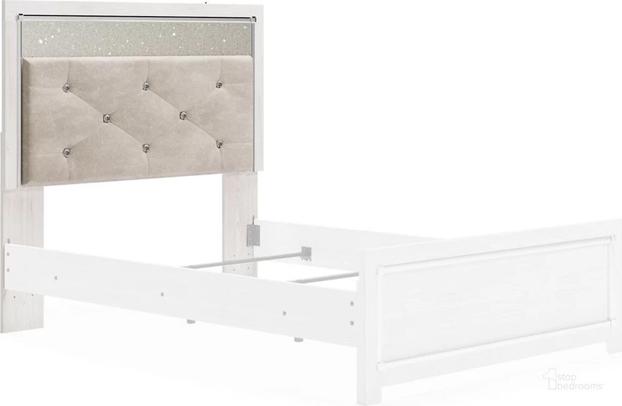 The appearance of Altyra White Full Upholstered Panel Headboard Only designed by Signature Design by Ashley in the modern / contemporary interior design. This white piece of furniture  was selected by 1StopBedrooms from Altyra Collection to add a touch of cosiness and style into your home. Sku: B2640-87. Material: Fabric. Product Type: Headboard. Bed Size: Full.