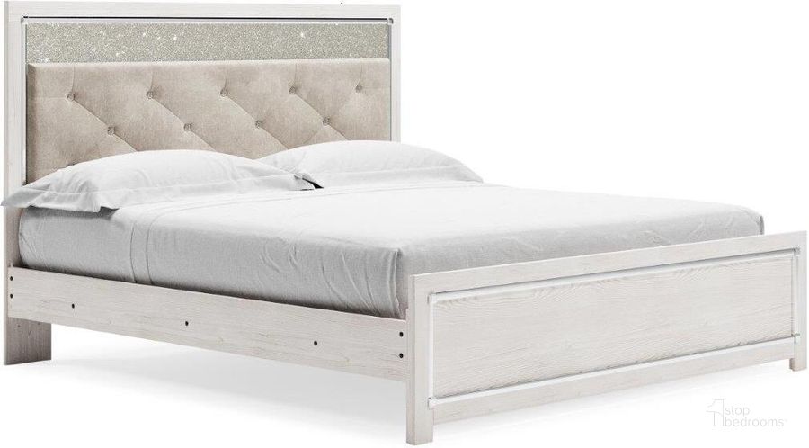 The appearance of Altyra White King Panel Bed designed by Signature Design by Ashley in the transitional interior design. This white piece of furniture  was selected by 1StopBedrooms from Altyra Collection to add a touch of cosiness and style into your home. Sku: B2640-56;B2640-58;B2640-97. Bed Type: Panel Bed. Material: Wood. Product Type: Panel Bed. Bed Size: King. Image1