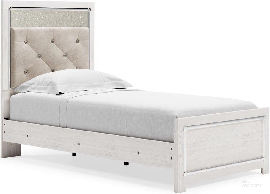 The appearance of Altyra White Twin Panel Bed designed by Signature Design by Ashley in the modern / contemporary interior design. This white piece of furniture  was selected by 1StopBedrooms from Altyra Collection to add a touch of cosiness and style into your home. Sku: B2640-53;B2640-52;B2640-83. Bed Type: Panel Bed. Material: Fabric. Product Type: Panel Bed. Bed Size: Twin. Image1