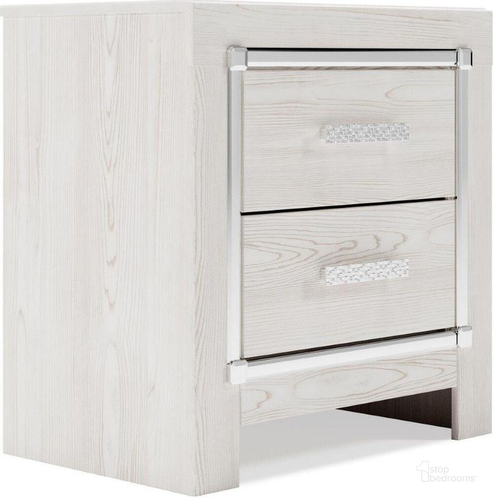 The appearance of Altyra White Two Drawer Night Stand designed by Signature Design by Ashley in the modern / contemporary interior design. This white piece of furniture  was selected by 1StopBedrooms from Altyra Collection to add a touch of cosiness and style into your home. Sku: B2640-92. Material: Wood. Product Type: Nightstand. Image1