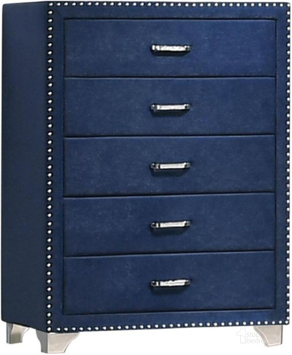 The appearance of Alvena Blue Chest designed by FineForm in the modern / contemporary interior design. This blue piece of furniture  was selected by 1StopBedrooms from Alvena Collection to add a touch of cosiness and style into your home. Sku: 223375. Material: Wood. Product Type: Chest. Image1