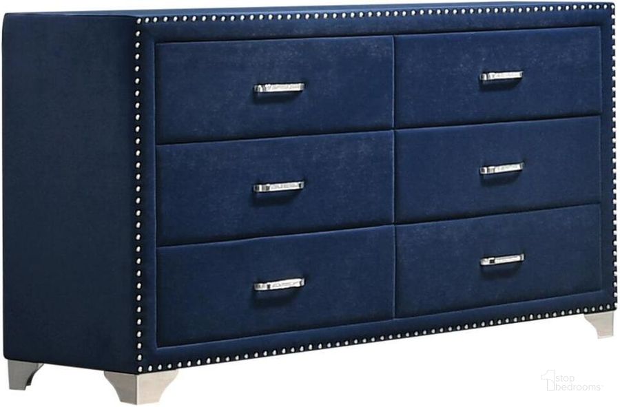 The appearance of Alvena Blue Dresser designed by FineForm in the modern / contemporary interior design. This blue piece of furniture  was selected by 1StopBedrooms from Alvena Collection to add a touch of cosiness and style into your home. Sku: 223373. Material: Wood. Product Type: Dresser. Image1