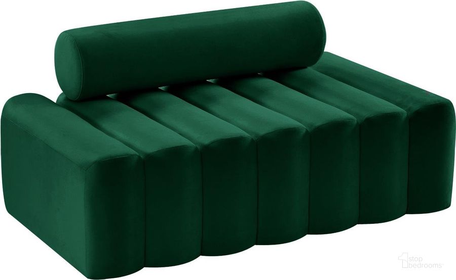 The appearance of Alvena Green Loveseat designed by Furnique in the modern / contemporary interior design. This green piece of furniture  was selected by 1StopBedrooms from Alvena Collection to add a touch of cosiness and style into your home. Sku: 647Green-L. Product Type: Loveseat. Material: Velvet. Image1