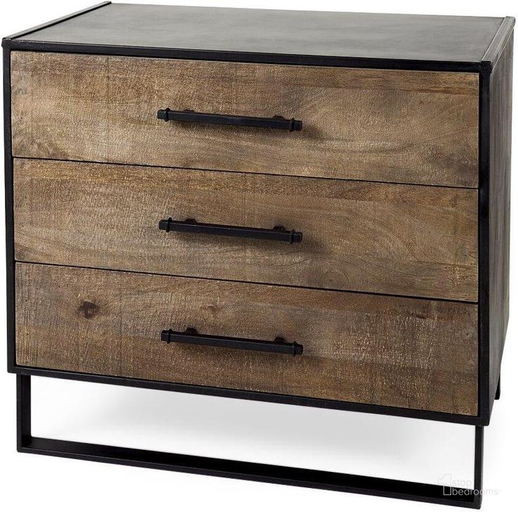 The appearance of Alvin Brown Wood With Metal Framing Accent Cabinet designed by Mercana in the modern / contemporary interior design. This black and brown piece of furniture  was selected by 1StopBedrooms from Alvin Collection to add a touch of cosiness and style into your home. Sku: 69569. Material: Wood. Product Type: Accent Cabinet. Image1