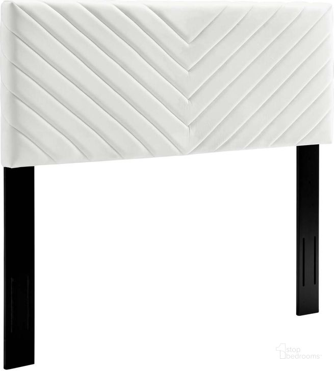 The appearance of Alyson White Angular Channel Tufted Performance Velvet King / California King Headboard designed by Modway in the modern / contemporary interior design. This white piece of furniture  was selected by 1StopBedrooms from Alyson Collection to add a touch of cosiness and style into your home. Sku: MOD-6145-WHI. Material: Wood. Product Type: Headboard. Image1