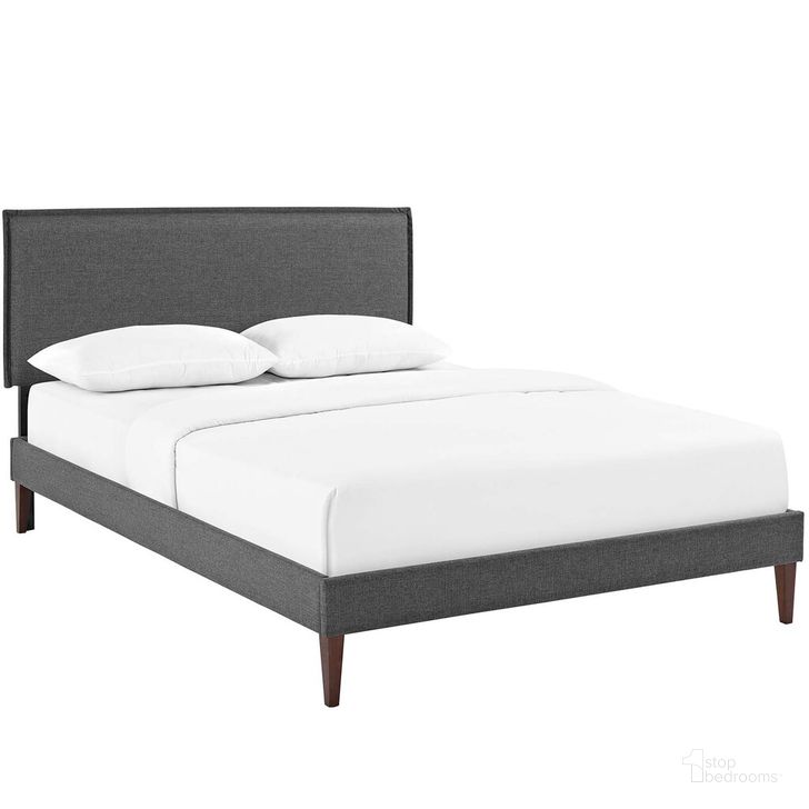 The appearance of Amaris Queen Fabric Platform Bed With Squared Tapered Legs In Gray designed by Modway in the modern / contemporary interior design. This gray piece of furniture  was selected by 1StopBedrooms from Amaris Collection to add a touch of cosiness and style into your home. Sku: MOD-5908-GRY. Bed Type: Platform Bed. Material: Wood. Product Type: Platform Bed. Bed Size: Queen. Image1