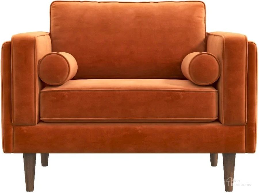 Amber Velvet Lounge Chair In Burnt Orange