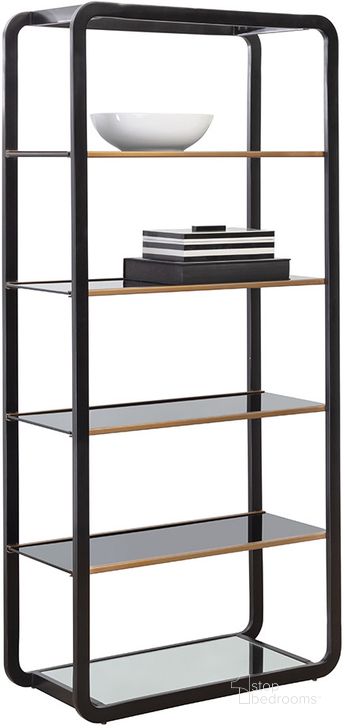 The appearance of Ambretta Large Bookcase In Black And Smoke Grey designed by Sunpan in the modern / contemporary interior design. This smoke grey piece of furniture  was selected by 1StopBedrooms from Ambretta Collection to add a touch of cosiness and style into your home. Sku: 108086. Material: Glass. Product Type: Bookcase. Image1