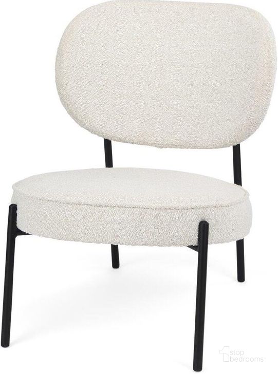 The appearance of Amelia Cream Boucle With Black Metal Upholstered Accent Chair designed by Mercana in the modern / contemporary interior design. This cream and black piece of furniture  was selected by 1StopBedrooms from Amelia Collection to add a touch of cosiness and style into your home. Sku: 69839. Material: Metal. Product Type: Accent Chair. Image1