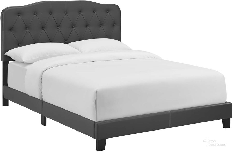 The appearance of Amelia Gray Full Faux Leather Bed designed by Modway in the modern / contemporary interior design. This gray piece of furniture  was selected by 1StopBedrooms from Amelia Collection to add a touch of cosiness and style into your home. Sku: MOD-5991-GRY. Bed Type: Panel Bed. Product Type: Panel Bed. Bed Size: Full. Material: PU. Image1