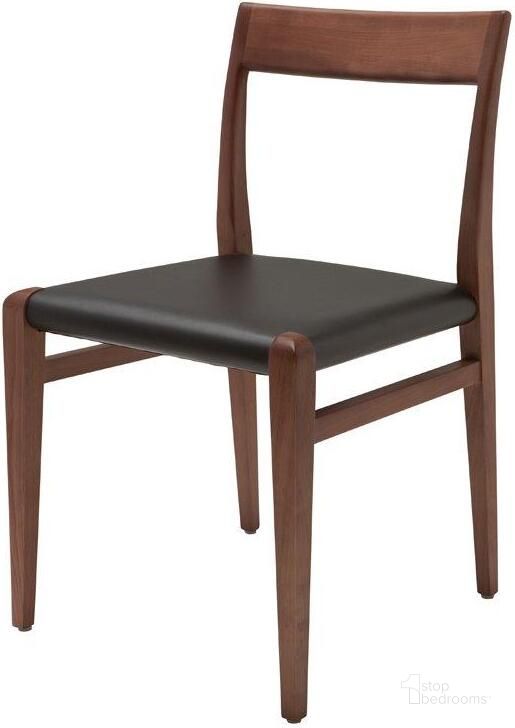 The appearance of Ameri Black Leather Dining Chair designed by Nuevo in the modern / contemporary interior design. This brown piece of furniture  was selected by 1StopBedrooms from Ameri Collection to add a touch of cosiness and style into your home. Sku: HGSD468. Material: Wood. Product Type: Dining Chair. Image1