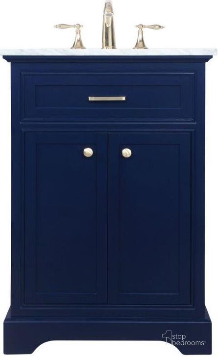 The appearance of Americana 24 Inch Single Bathroom Vanity In Blue designed by Elegant Lighting in the modern / contemporary interior design. This blue piece of furniture  was selected by 1StopBedrooms from Americana Collection to add a touch of cosiness and style into your home. Sku: VF15024BL. Material: Wood. Product Type: Bathroom Vanity. Image1